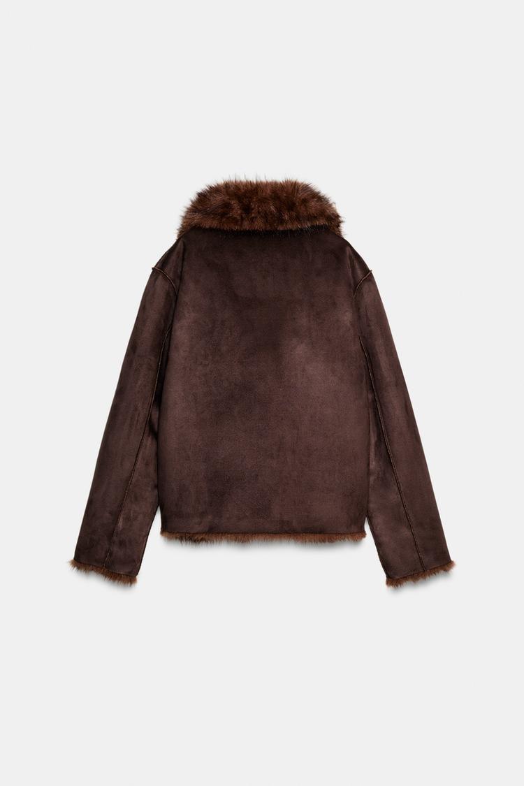 REVERSIBLE SUEDE-EFFECT FAUX FUR JACKET