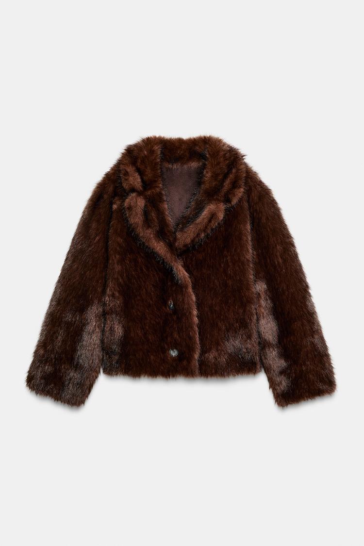 REVERSIBLE SUEDE-EFFECT FAUX FUR JACKET