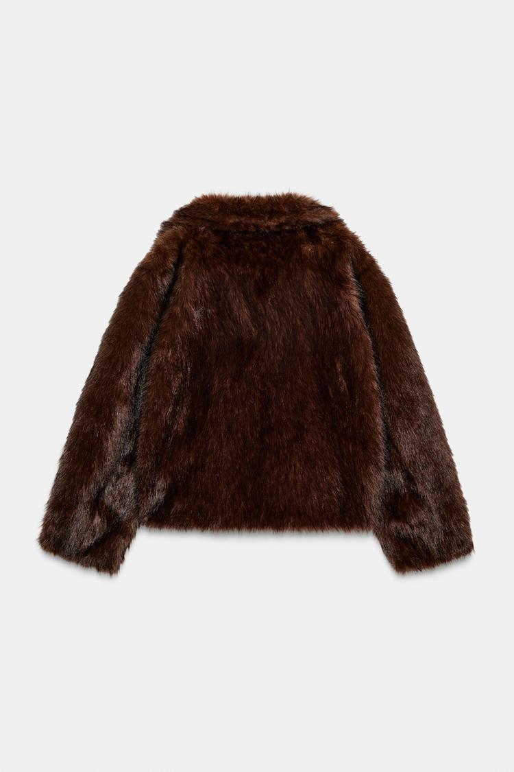REVERSIBLE SUEDE-EFFECT FAUX FUR JACKET