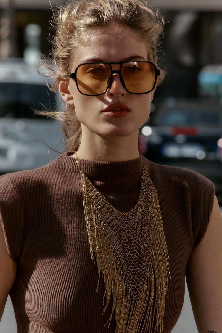 MIDI SOFT TWO-TONE DRESS WITH HIGH NECK